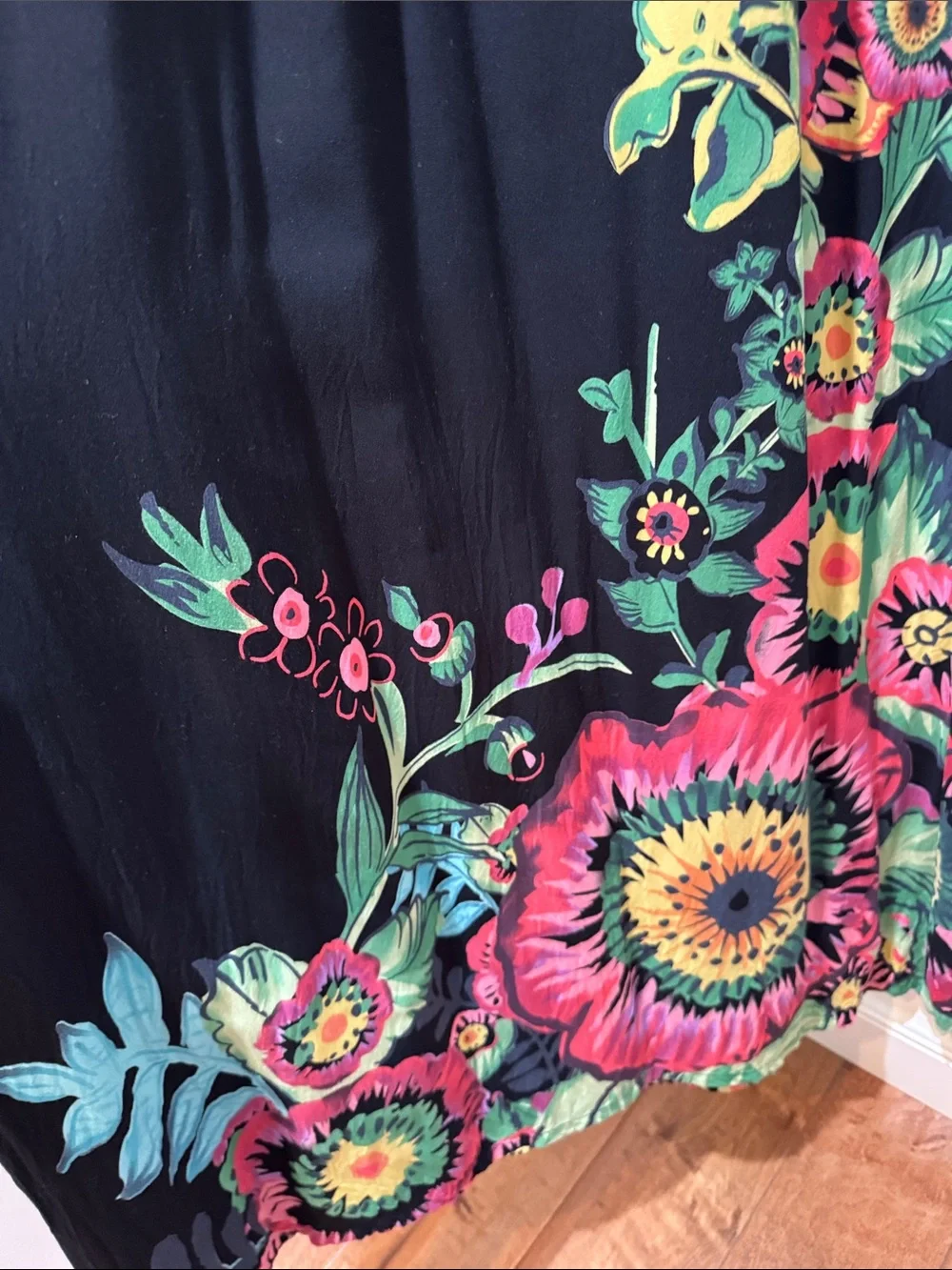 Desigual Black Floral V-neck Maxi Dress